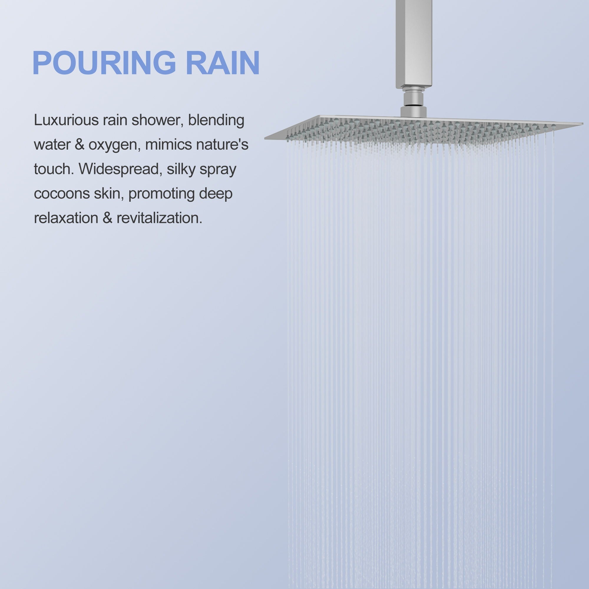 Modern 10" Square Rainfall Shower Head & Stainless Steel Wall Or Ceiling Mount Luxury Spa Shower Panel by HouseOfZazla