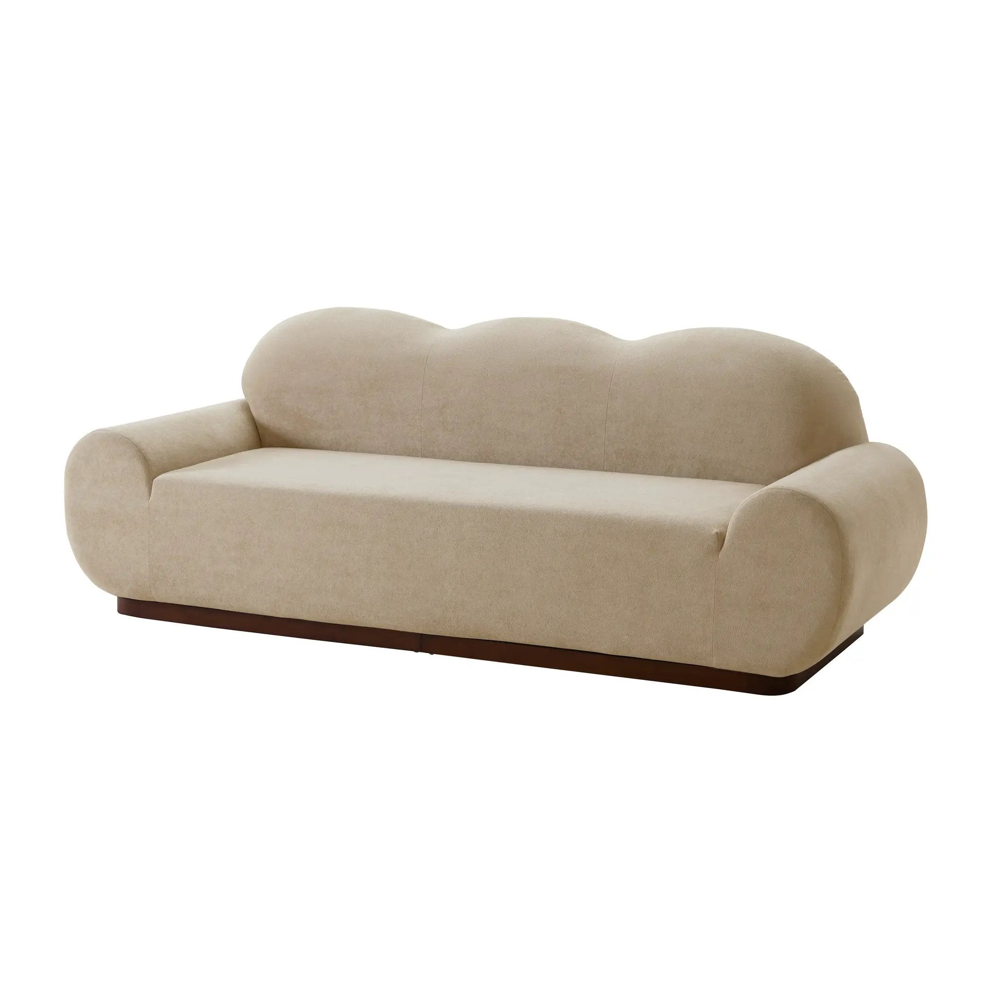 88 in. Round Arm Cloud Curved 3 Seater Modern Upholstered Velvet Sofa by HouseOfZazla
