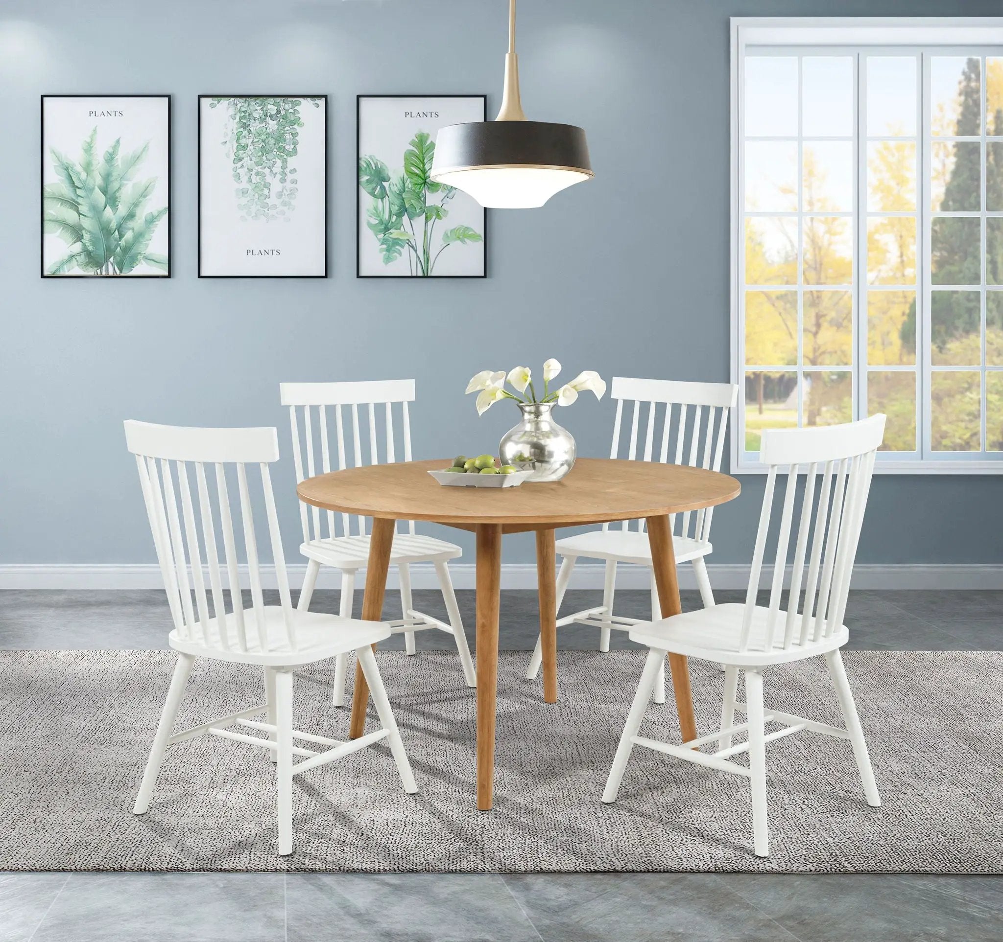 Andrews 5-piece Round Dining Table Set Light Ash and White by Unique Piece Furniture