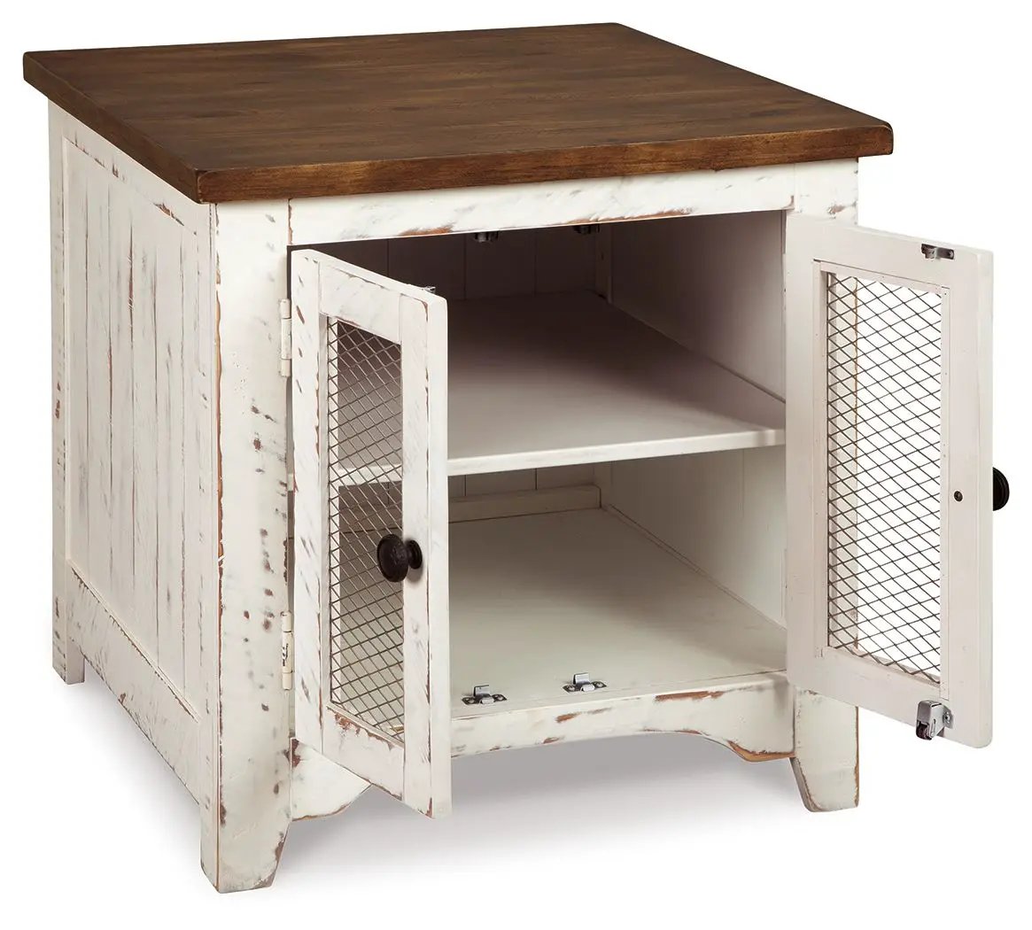 Wystfield - Rectangular End Table - 2 Doors - White / Brown by Unique Piece Furniture
