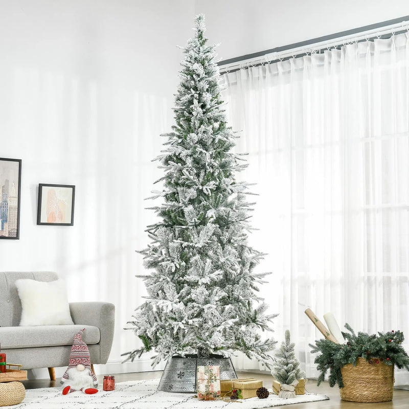 HOMCOM 9' Unlit Snow Flocked Pine Artificial Christmas Tree by HouseOfZazla
