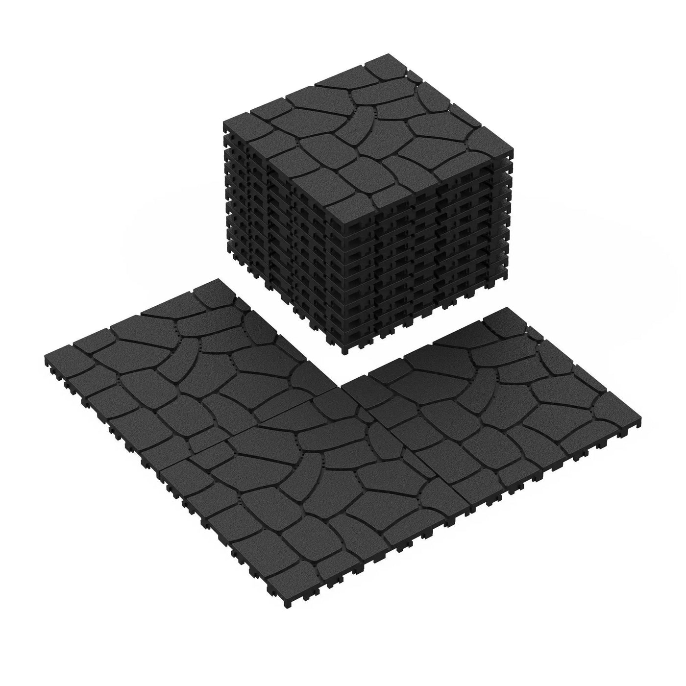 New Stone Texture Patio Deck Tiles, Diy Interlocking Floor Tiles, Easy Installation by HouseOfZazla