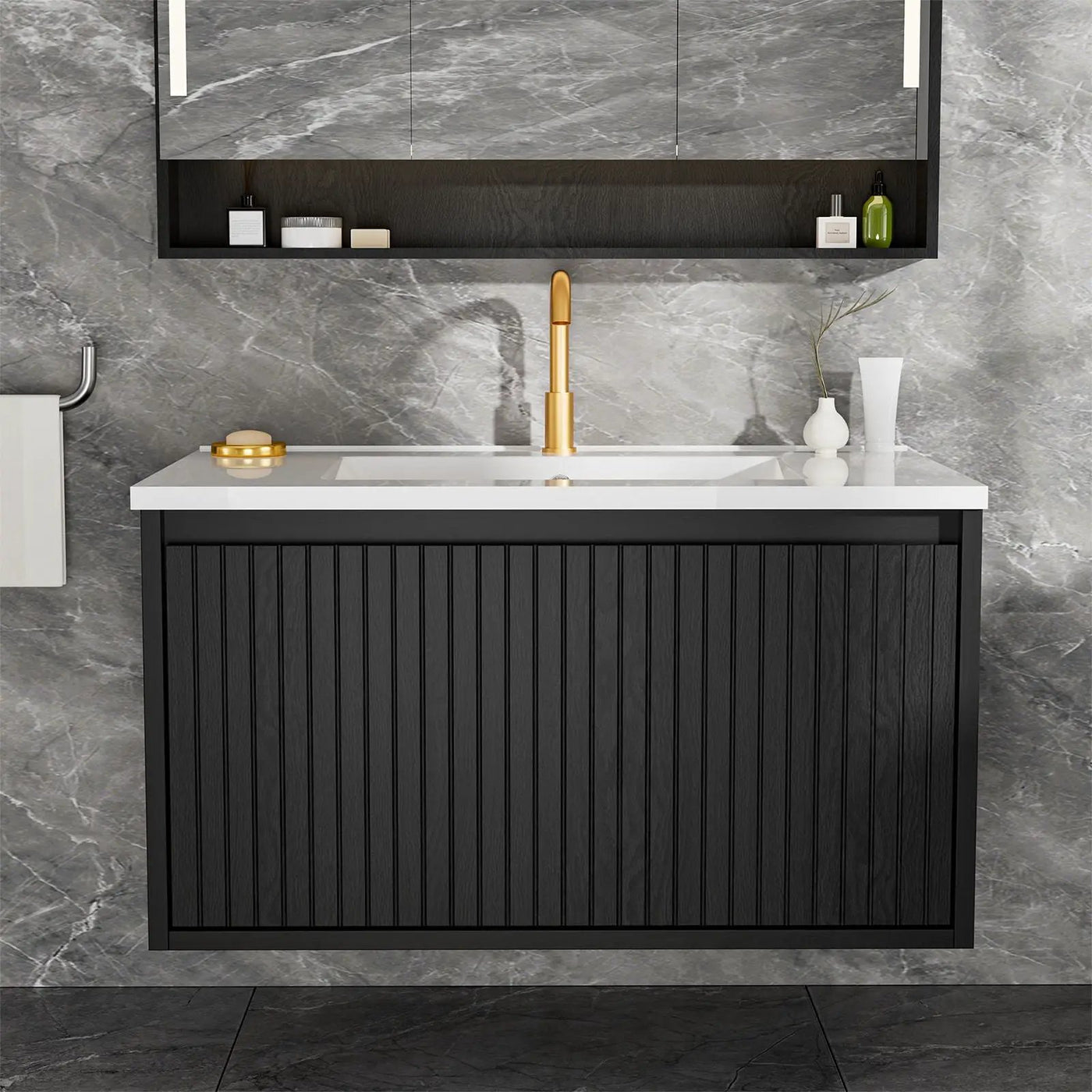 Wall Mounted Floating Bathroom Vanity With Sink And Drawers by HouseOfZazla