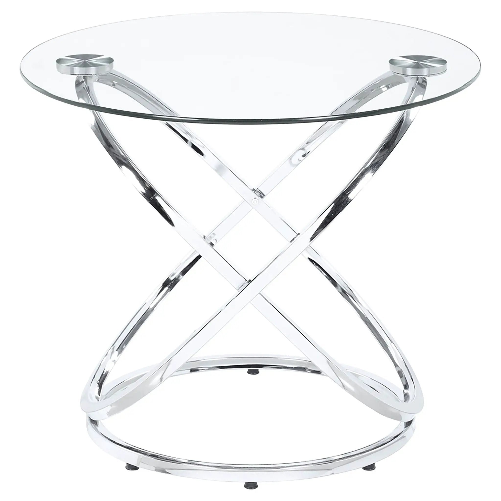 Warren 3-piece Oval Glass Top Coffee Table Set Chrome by Unique Piece Furniture