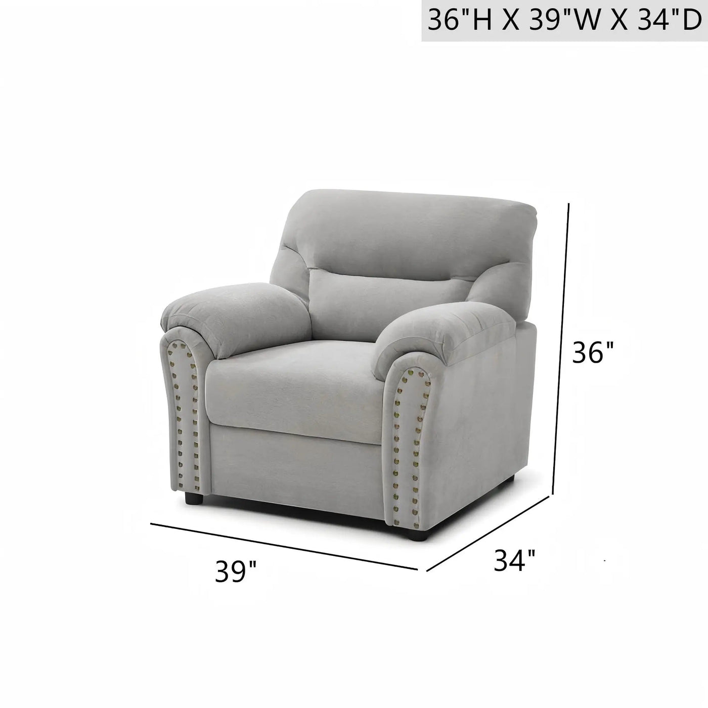 Hamilton - Chair With Hand Applied Nailhead Trim And Pillow Top Arm Cushions by HouseOfZazla