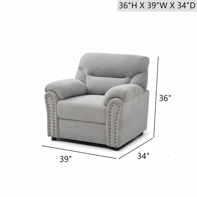Hamilton - Chair With Hand Applied Nailhead Trim And Pillow Top Arm Cushions by HouseOfZazla