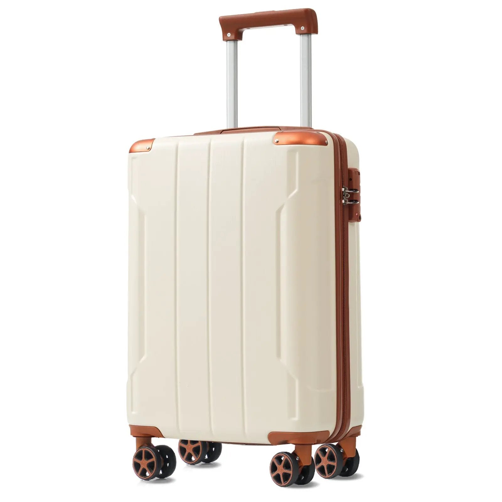 Brown & White 6-Piece Expandable Hardshell Luggage Set by HouseOfZazla