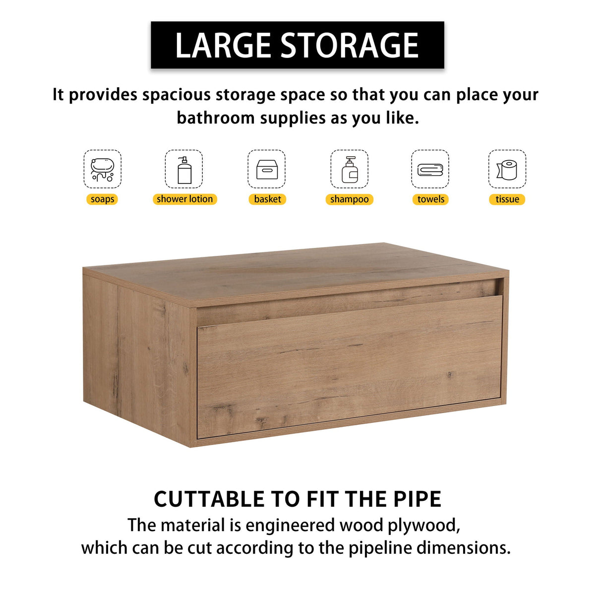 Modern Minimalist Bathroom Cabinet With Soft Close Drawers And Floating Mounting Design, photo 7 of 14