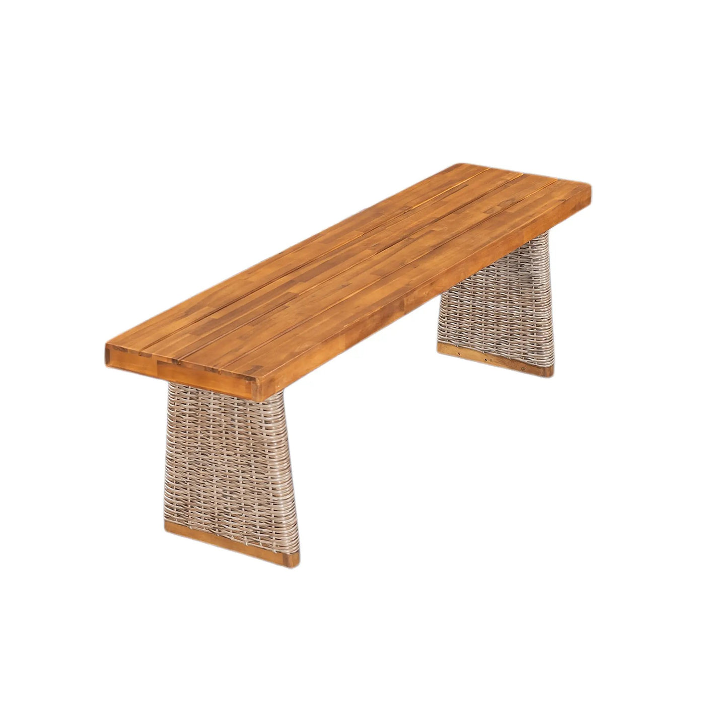 Outdoor Acacia Wood Dining Table Set with 1 Table and 1 Bench by HouseOfZazla