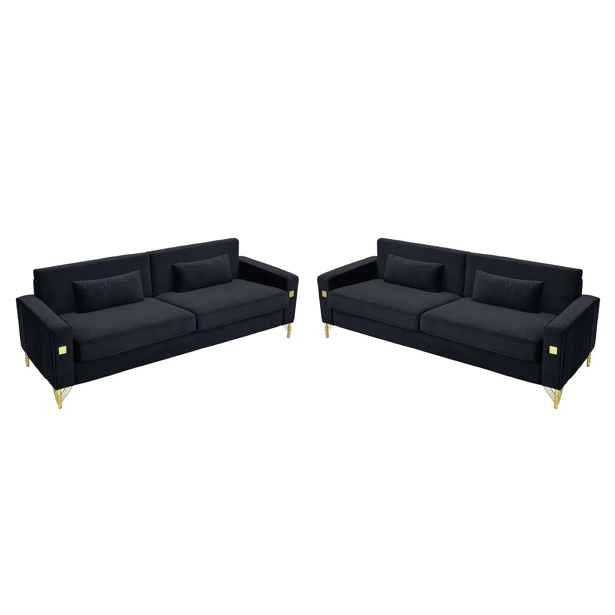 Black Velvet 2-Piece Sofa Set by HouseOfZazla