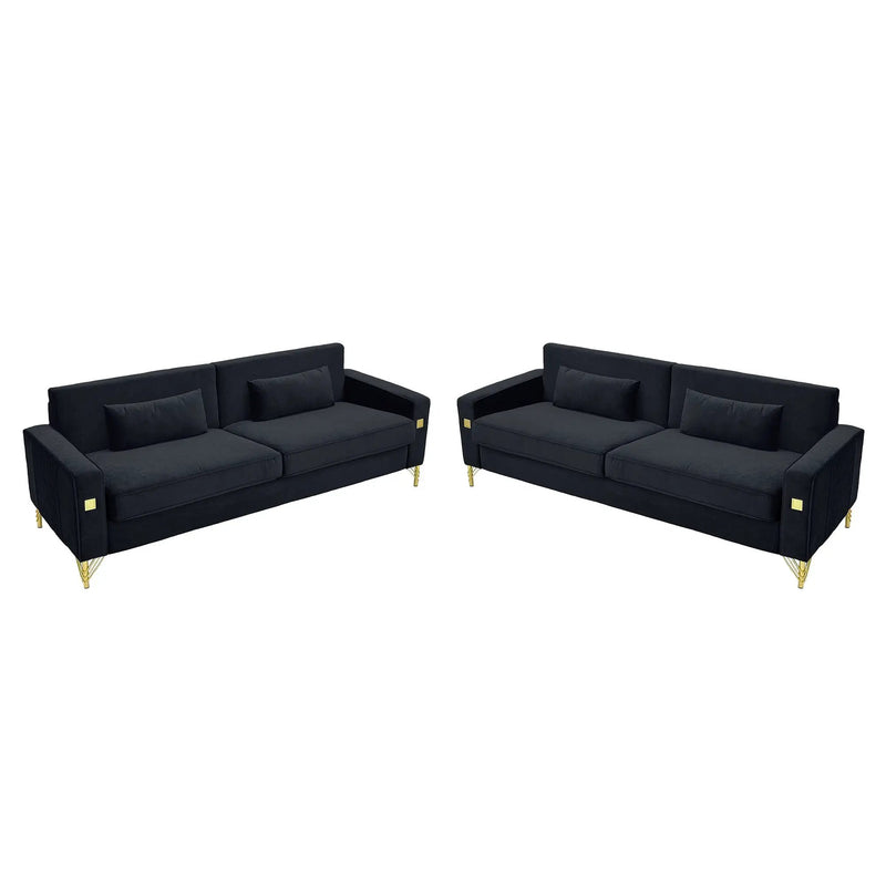 Black Velvet 2-Piece Sofa Set by HouseOfZazla