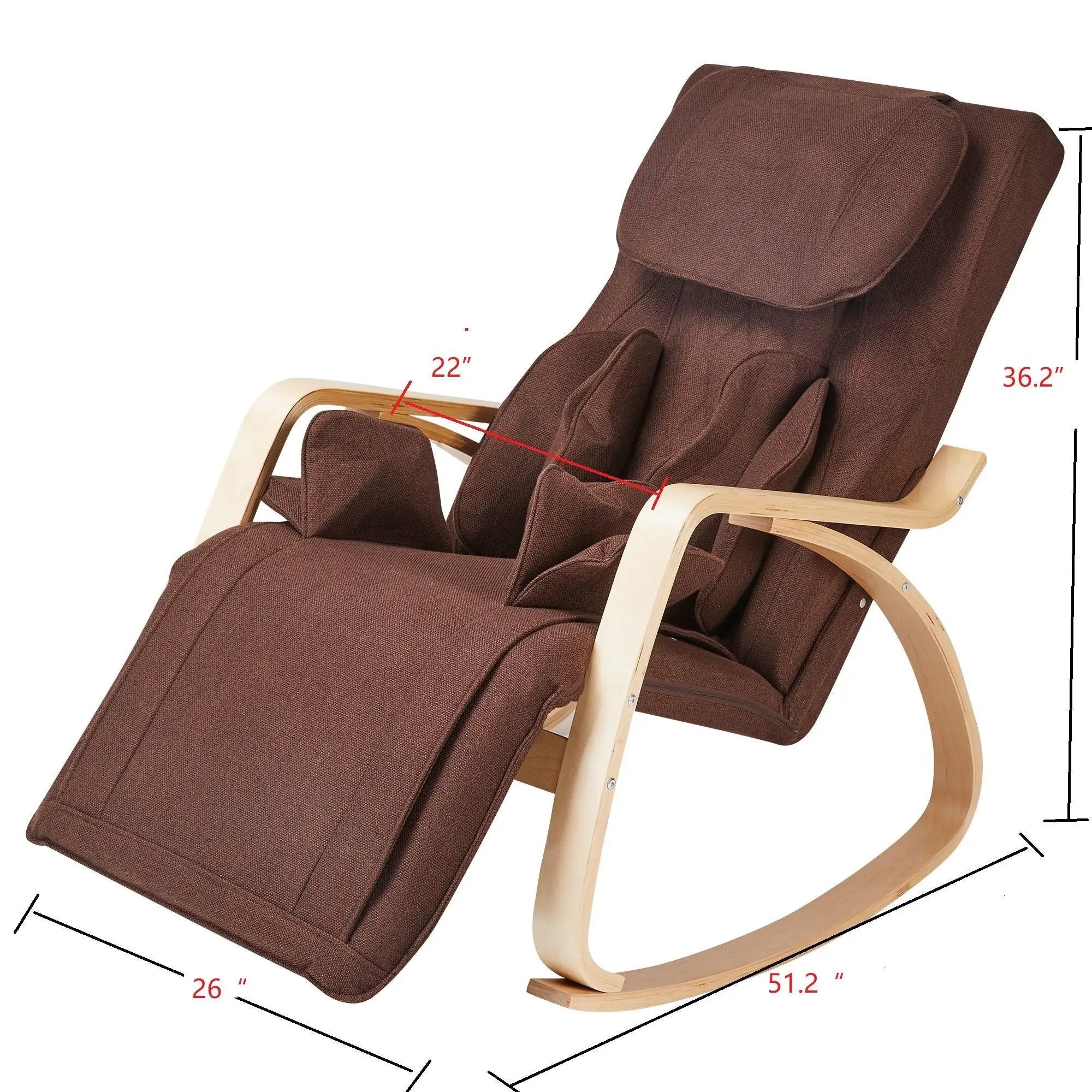 Comfortable Relax Rocking Chair With Full Massage Function Cotton Fabric Air Pressure - Brown by Unique Piece Furniture