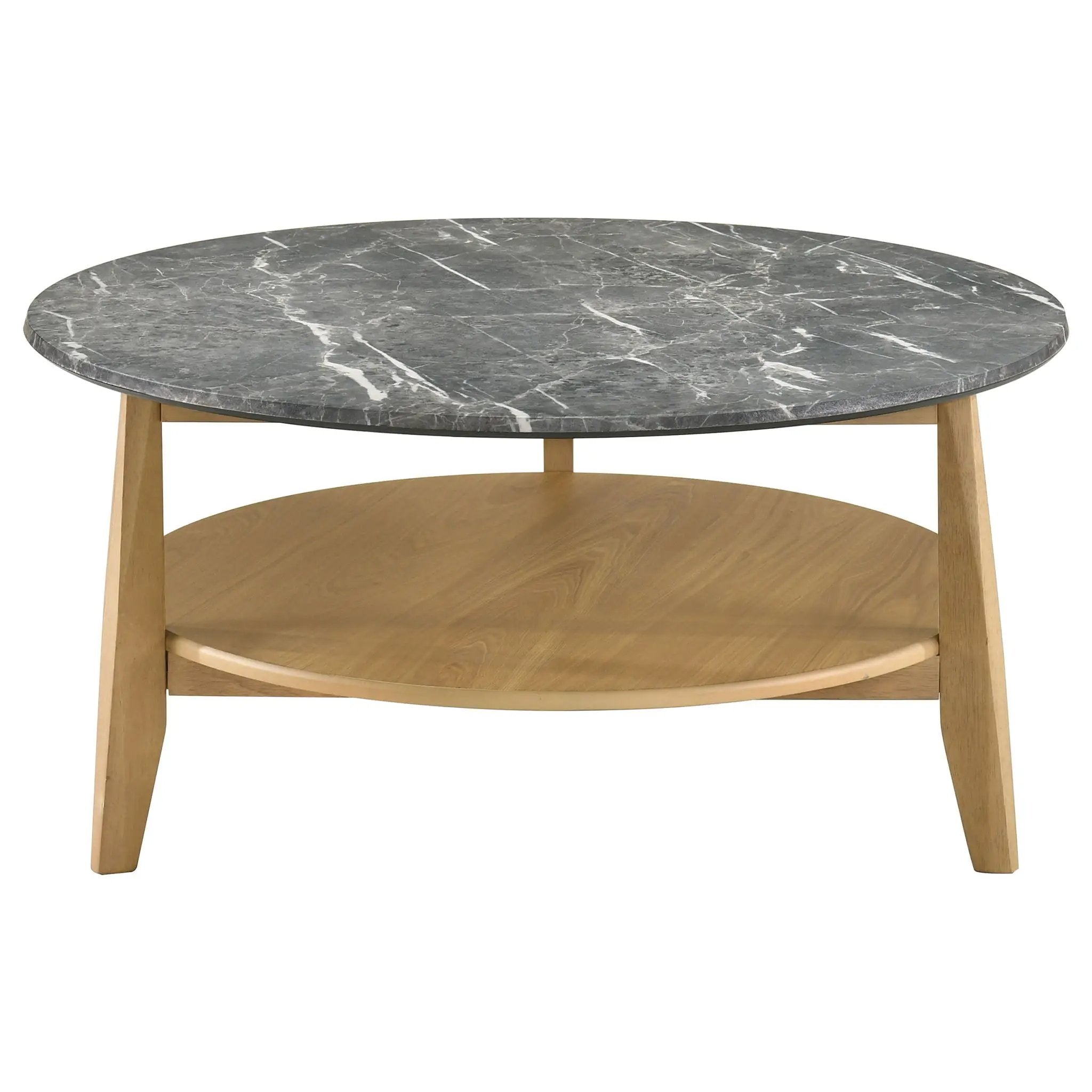 Bradley Round SmartTop Cocktail Coffee Table Grey and Natural by Unique Piece Furniture