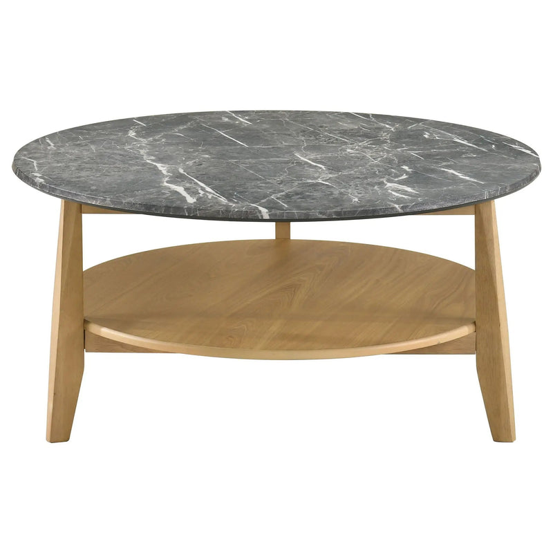 Bradley Round SmartTop Cocktail Coffee Table Grey and Natural by Unique Piece Furniture