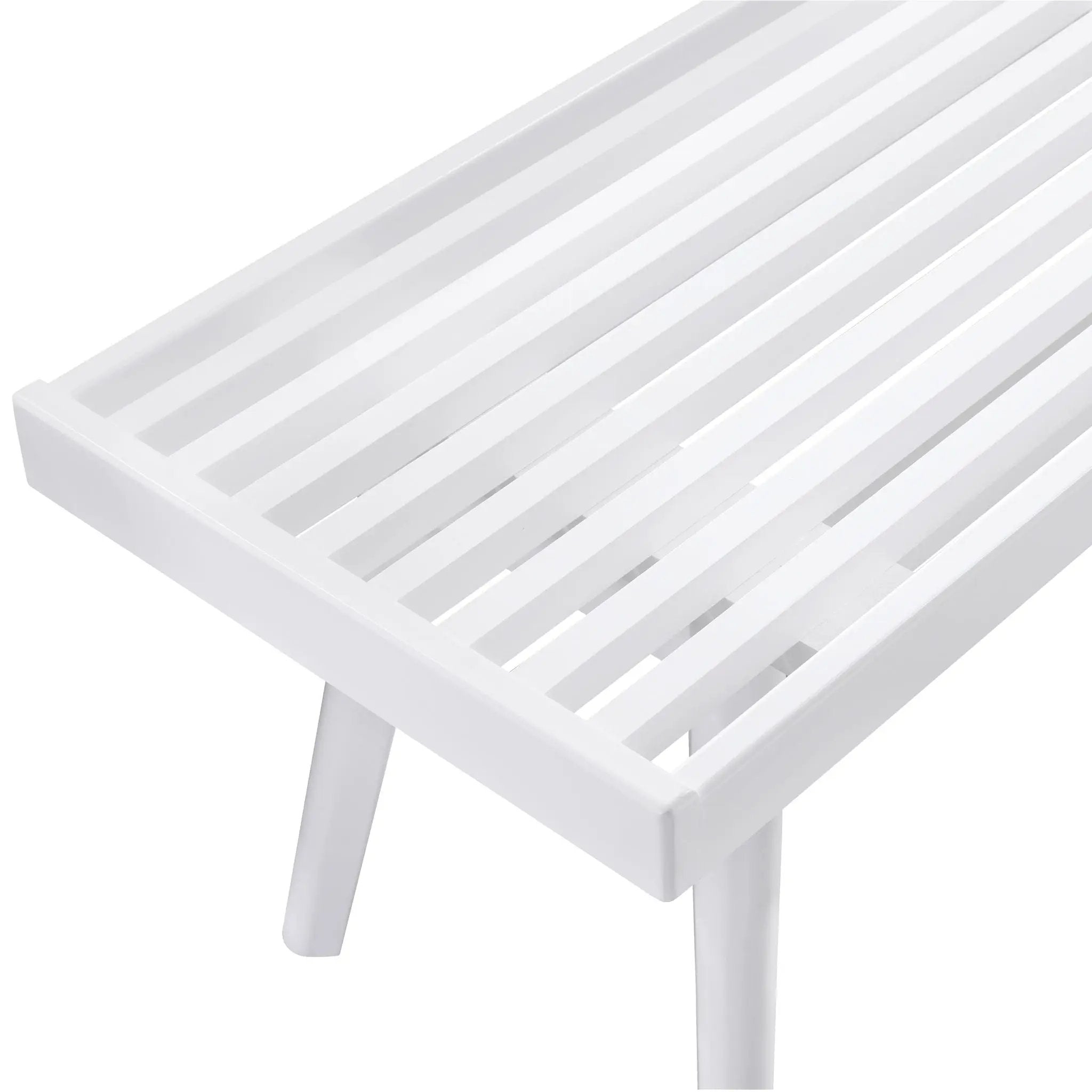 Larwich - Solid Wood Slatted Bench - White by HouseOfZazla