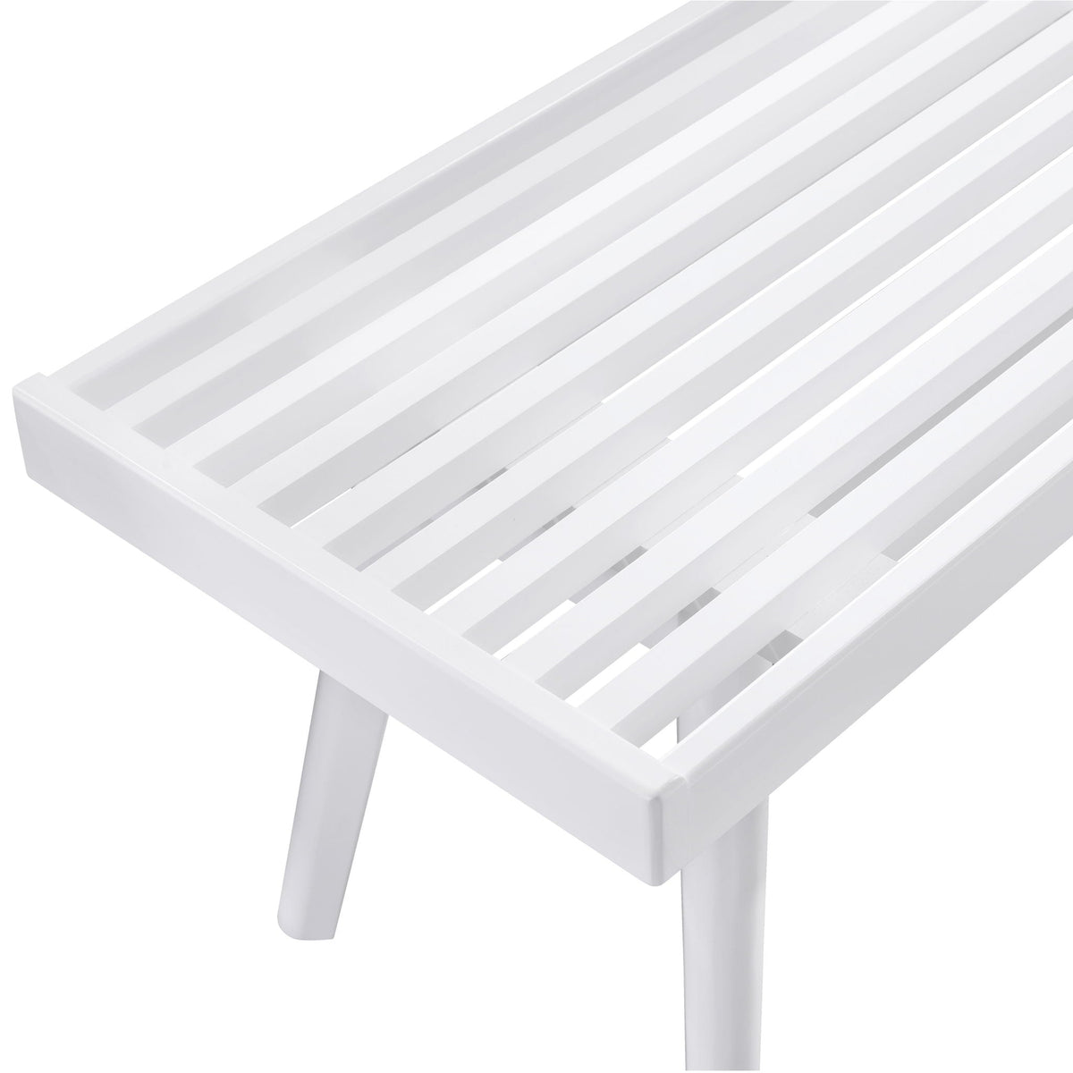 Solid Wood Slatted Bench with Slatted Surface - White, photo 2 of 4