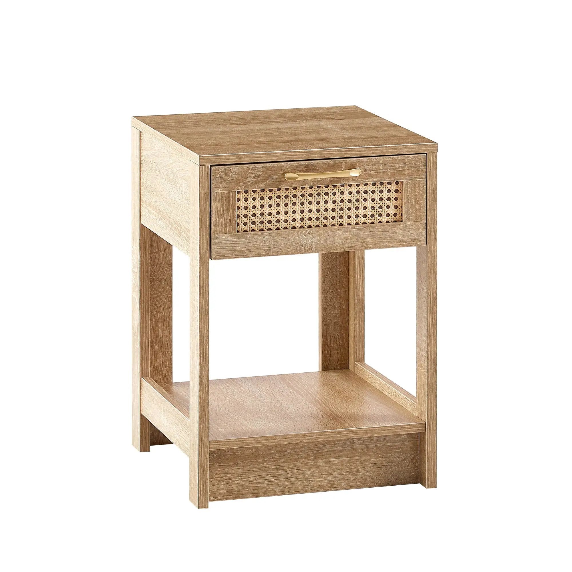 15.75" Rattan End Table With Drawer, Modern Nightstand, Side Table For Living Room, Bedroom by HouseOfZazla