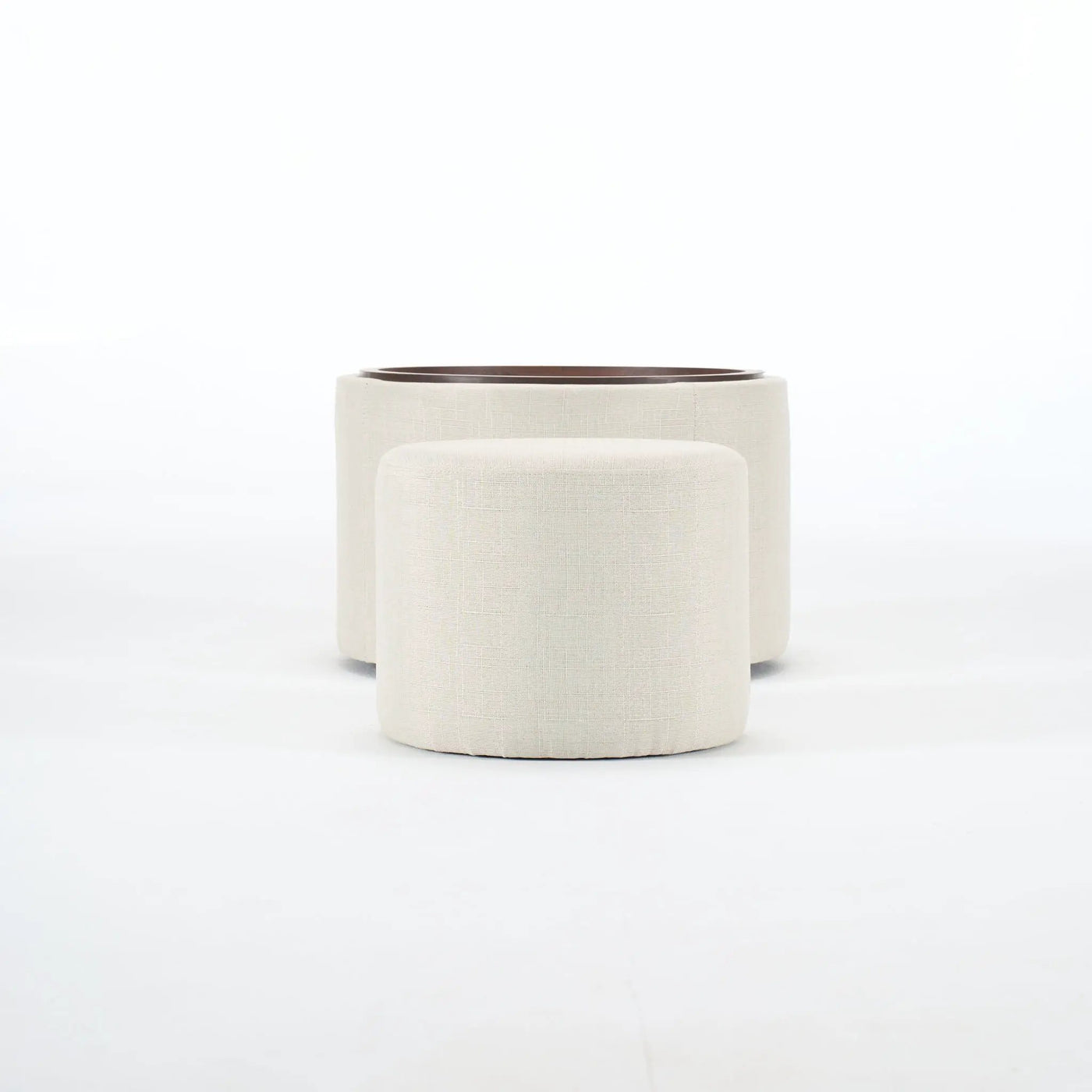 Nesting Ottomans, Round Coffee Table & Bench With Tray (Set of 2) by HouseOfZazla