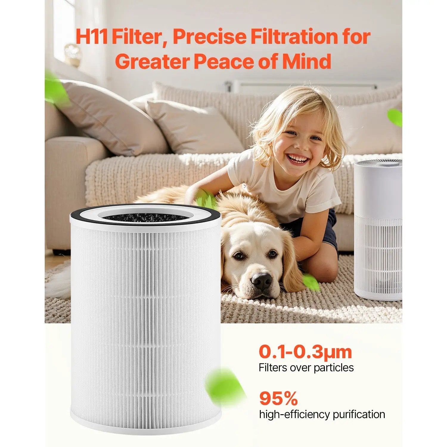2-in-1 Air Purifier Replacement Filter H11 Filter with PET Pre-Filter by HouseOfZazla