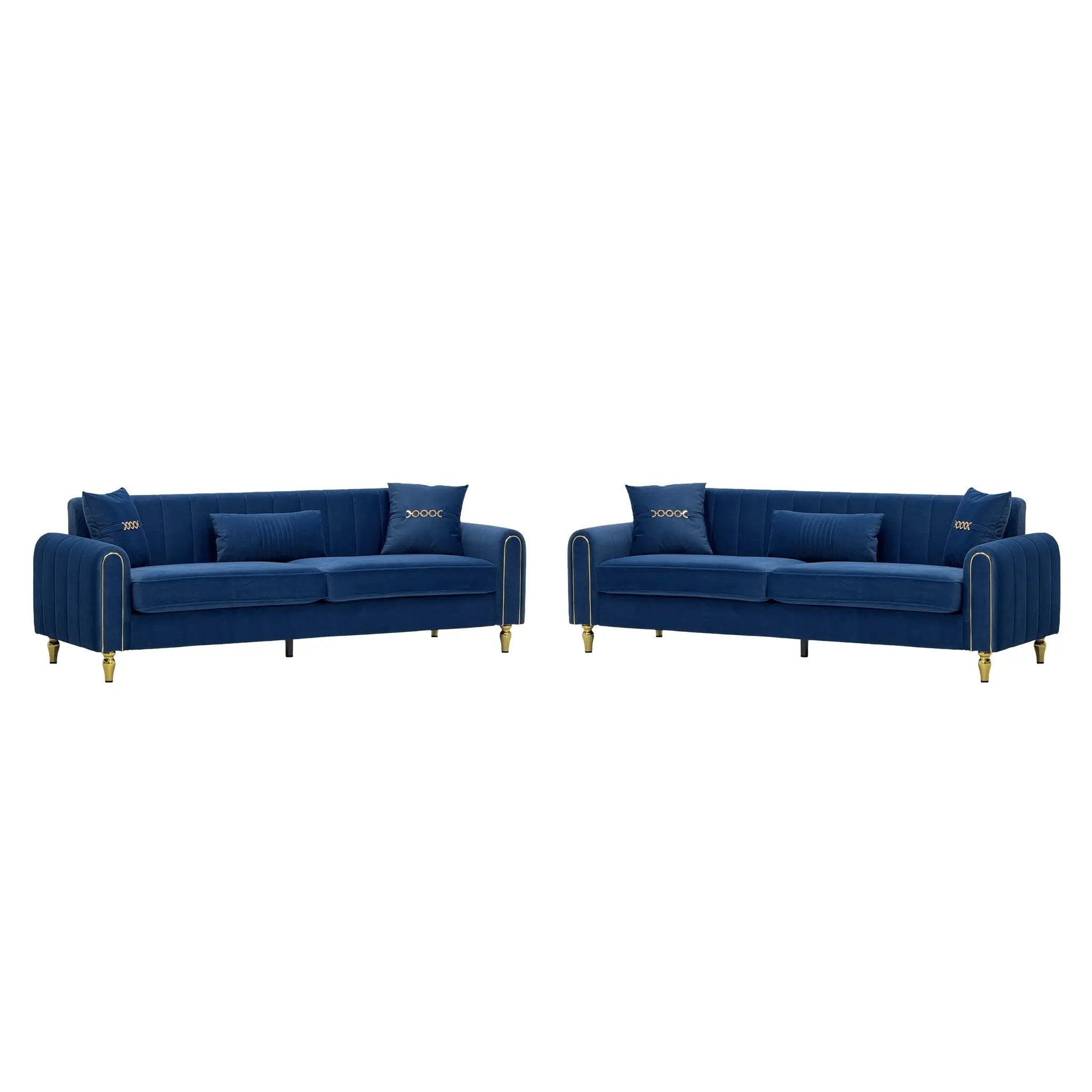 Vintage Blue Velvet 2-Piece Sofa Set by HouseOfZazla