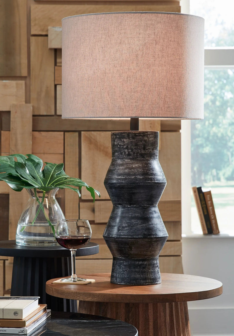 Kerbert - Terracotta Table Lamp - Distressed Black by Unique Piece Furniture
