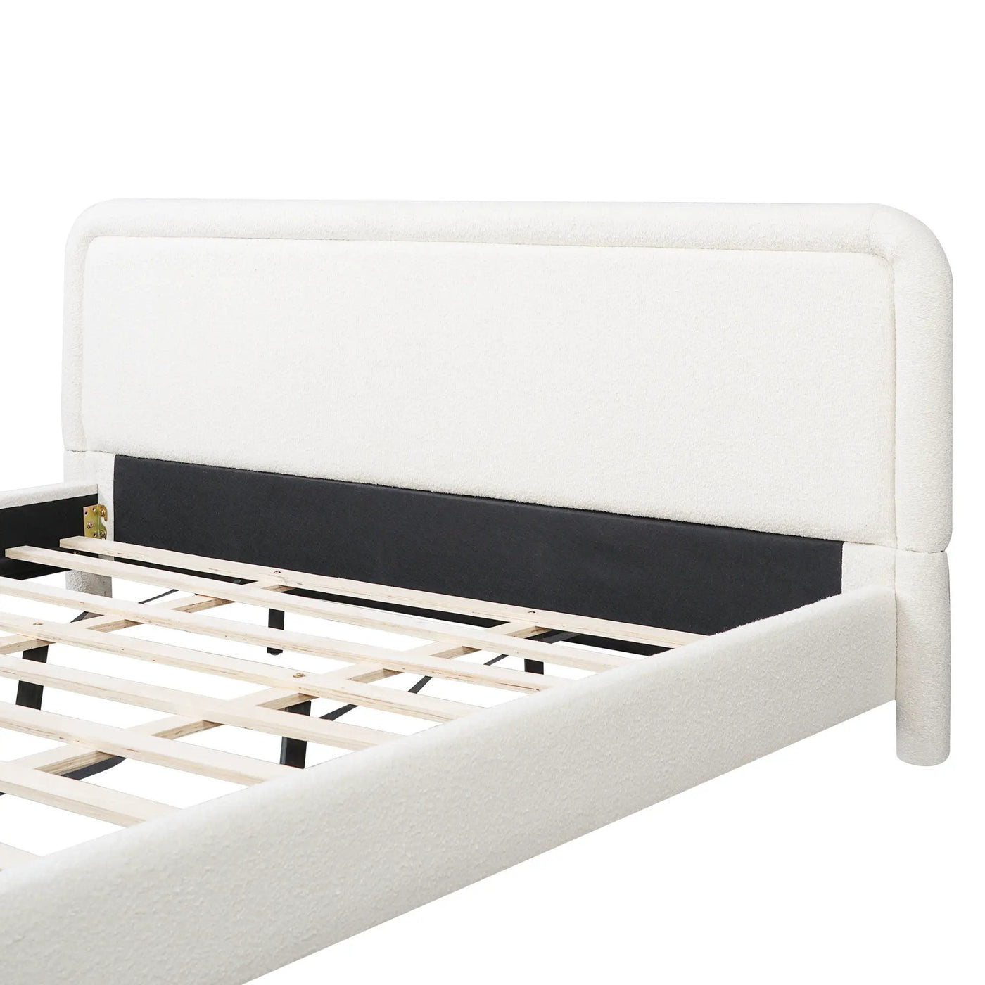 Upholstered Platform Bed Frame With Curved Headboard, Wood Slats Support by HouseOfZazla