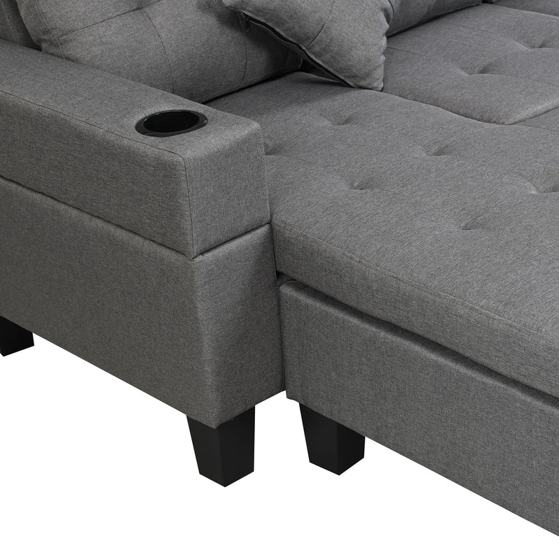 Sectional Sofa Set For Living Room With L Shape Chaise Lounge, Cup Holder And Left Or Right Hand Chaise Modern 4 Seat by HouseOfZazla