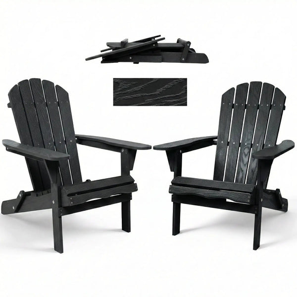 Folding Adirondack Lounge Chair With Embossed Grain Texture