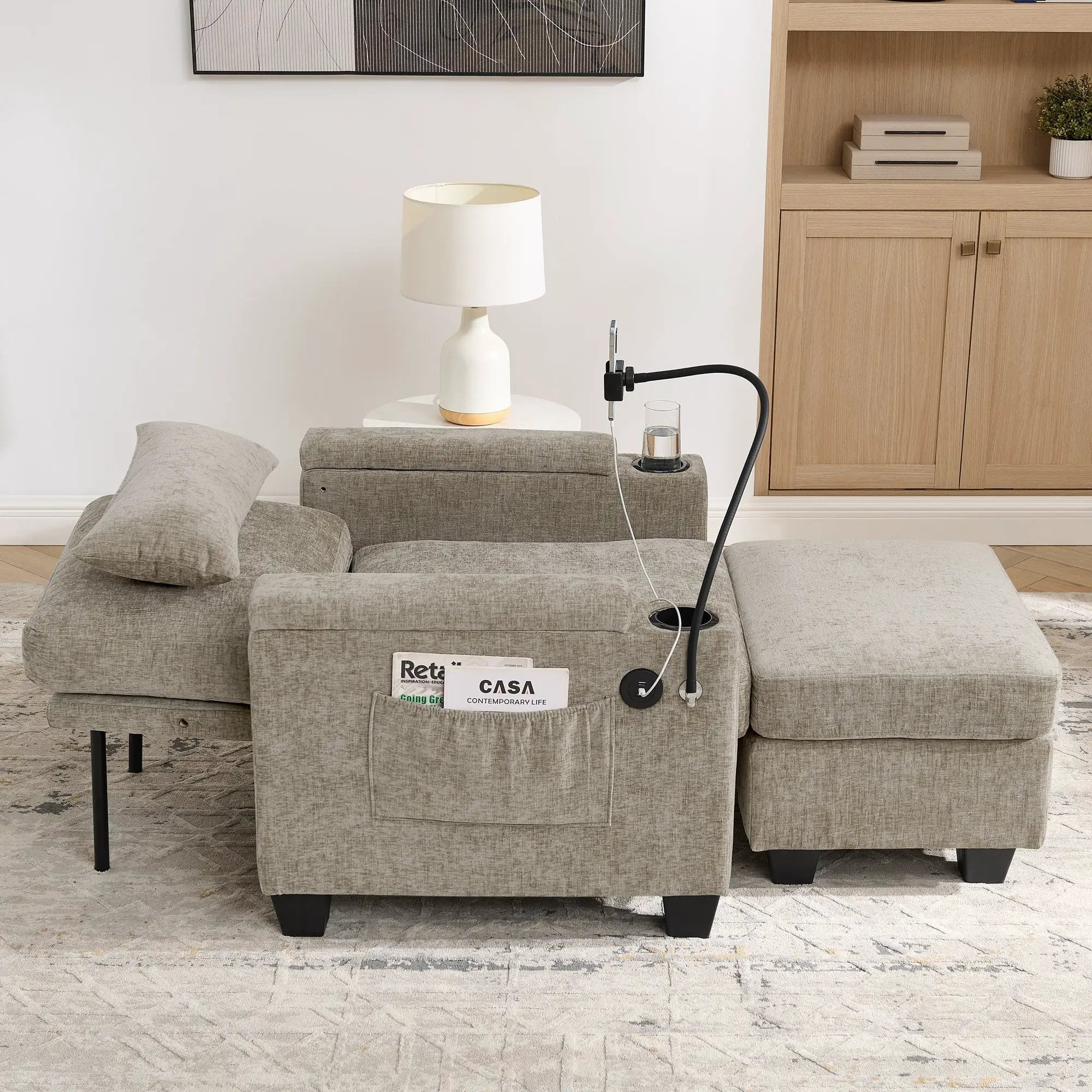 Single Sofa Recliner with Manually Adjustable Backrest - Brown by HouseOfZazla
