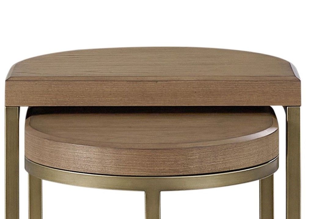 Light Brown Nesting Tables with Modern Metal Base - Latte, photo 2 of 5