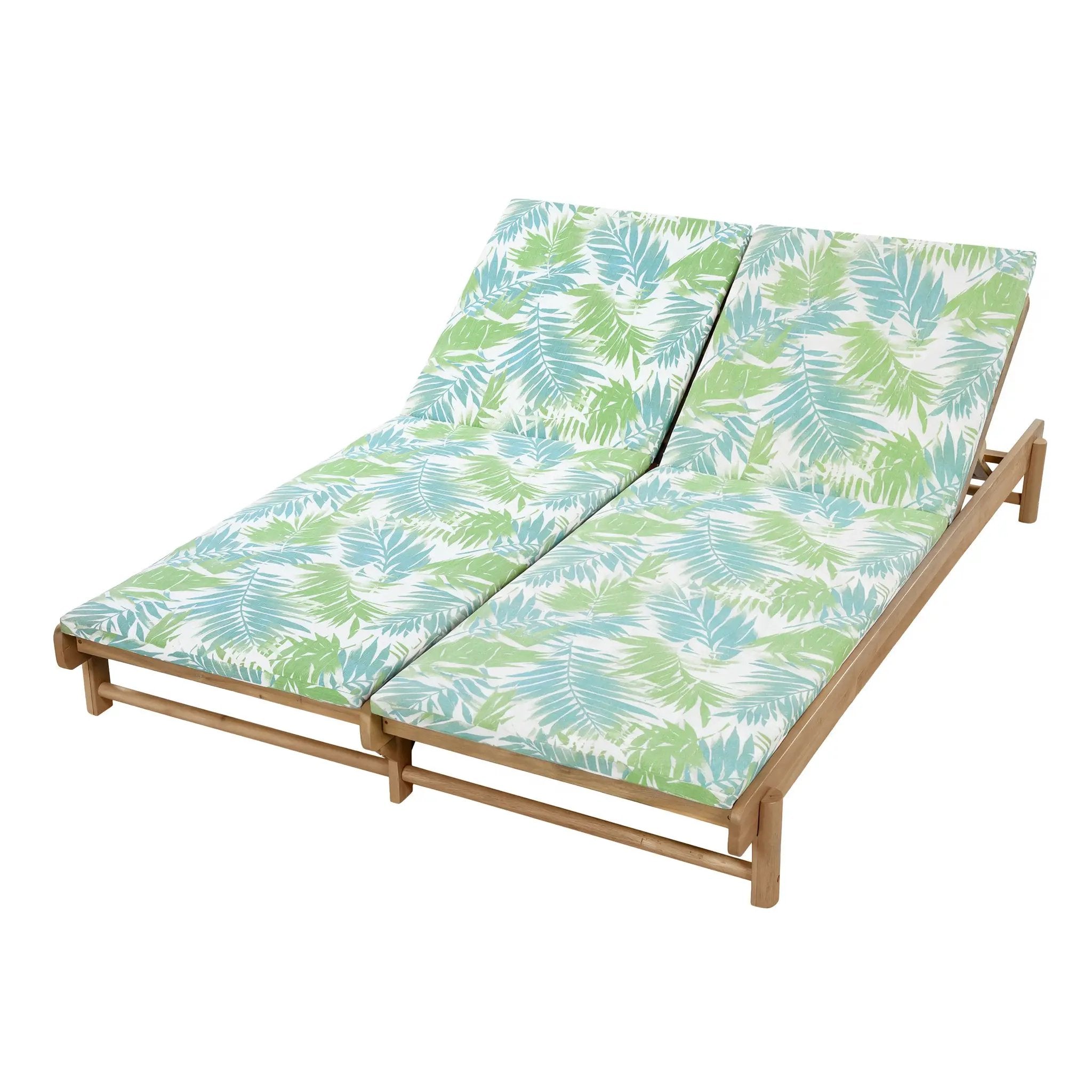 Light Teak Acacia Wood Double Chaise Lounger Set by HouseOfZazla