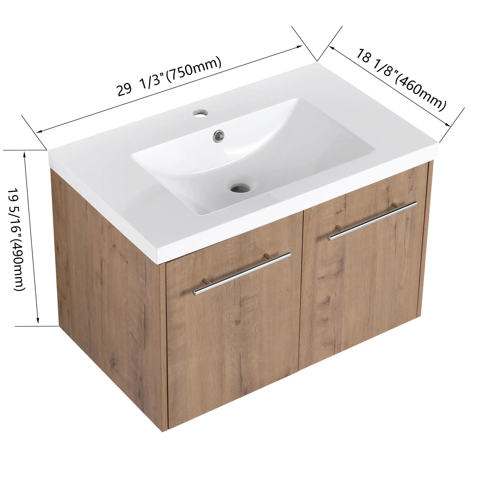 Modern Floating Bathroom Vanity With Resin Sink, Soft Close Doors by HouseOfZazla