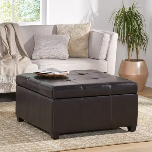 35inch Storage Ottoman, Large Square Ottoman Bench with Storage, Tufted Ottomans Footstool for Living Room by HouseOfZazla