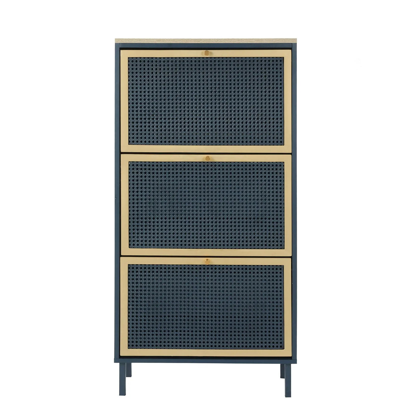 Modern Rattan 3 Door Shoe Rack Cabinet for Entryway by HouseOfZazla
