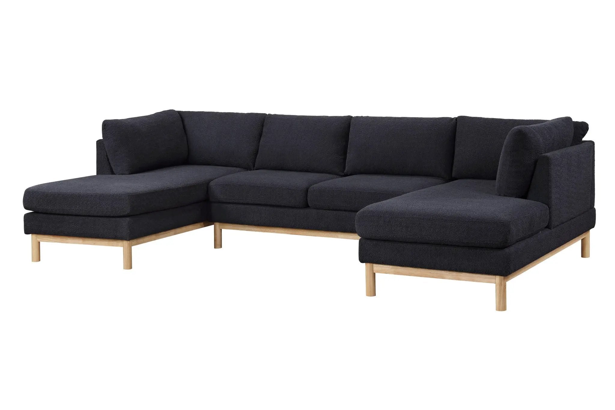 Hallie - Wide Sherpa Double Chaise U-Shape Sectional Sofa by HouseOfZazla