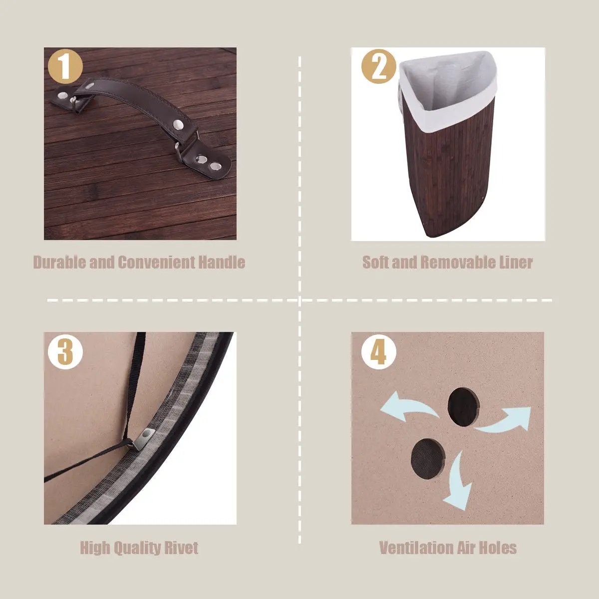 Corner Bamboo Hamper Laundry Basket by DirectDeals