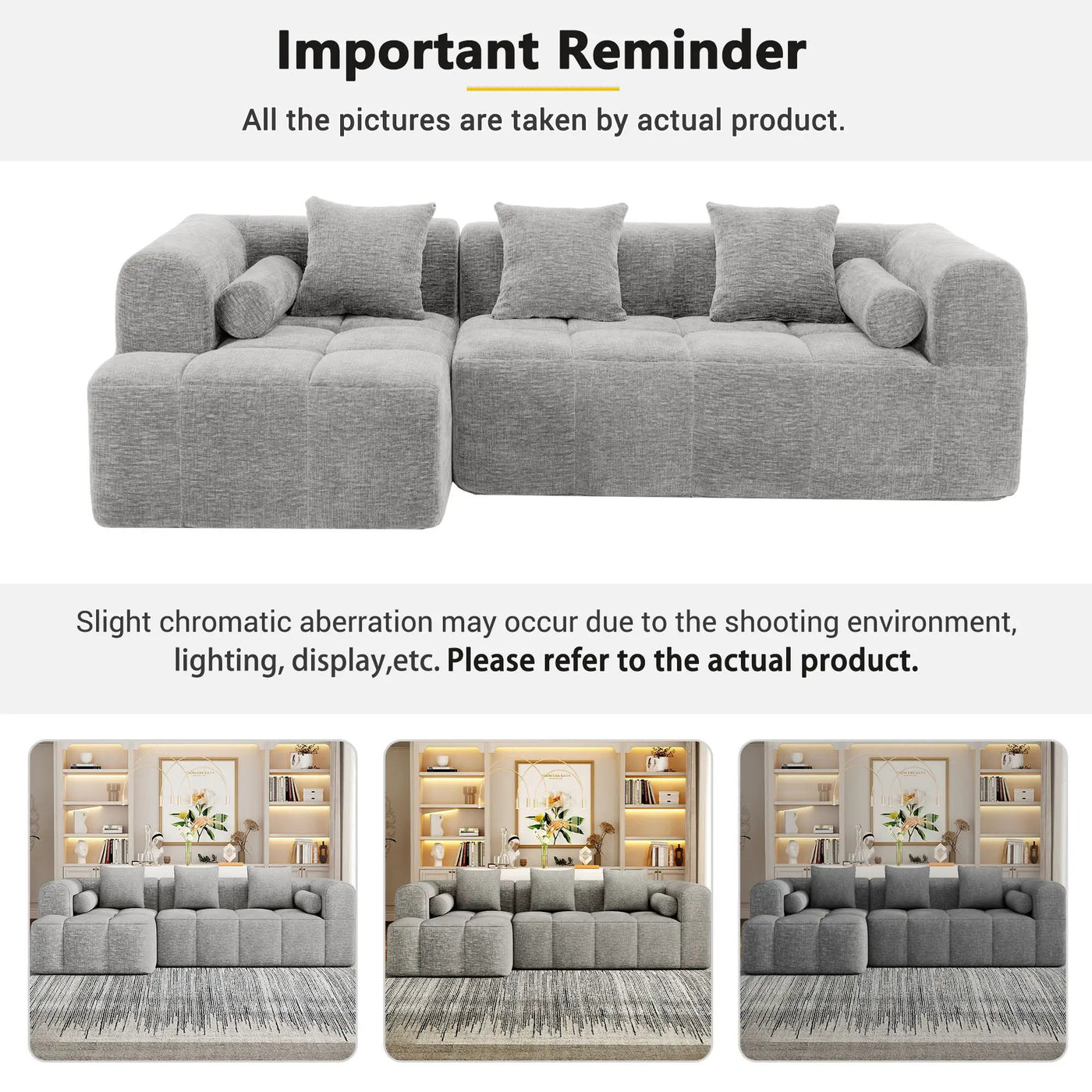 Sectional Free Combined Sofa With 2 Side Pockets by Unique Piece Furniture