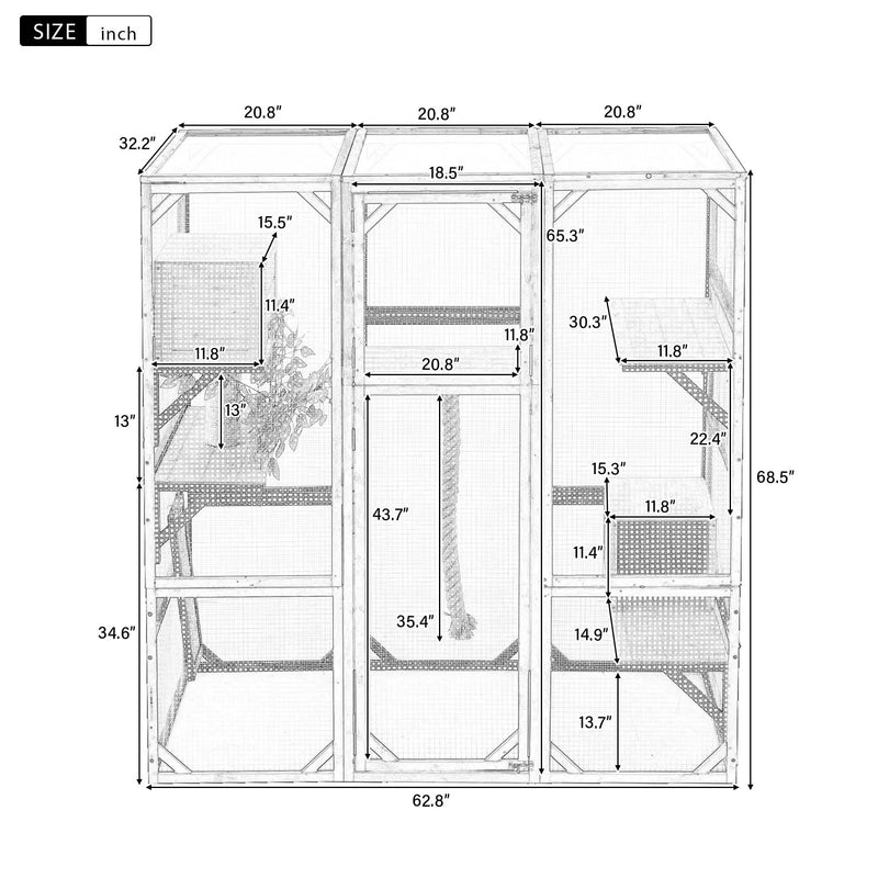 Outdoor Cat House, Diy Cat Enclosure Catio With Double Enter Doors by HouseOfZazla