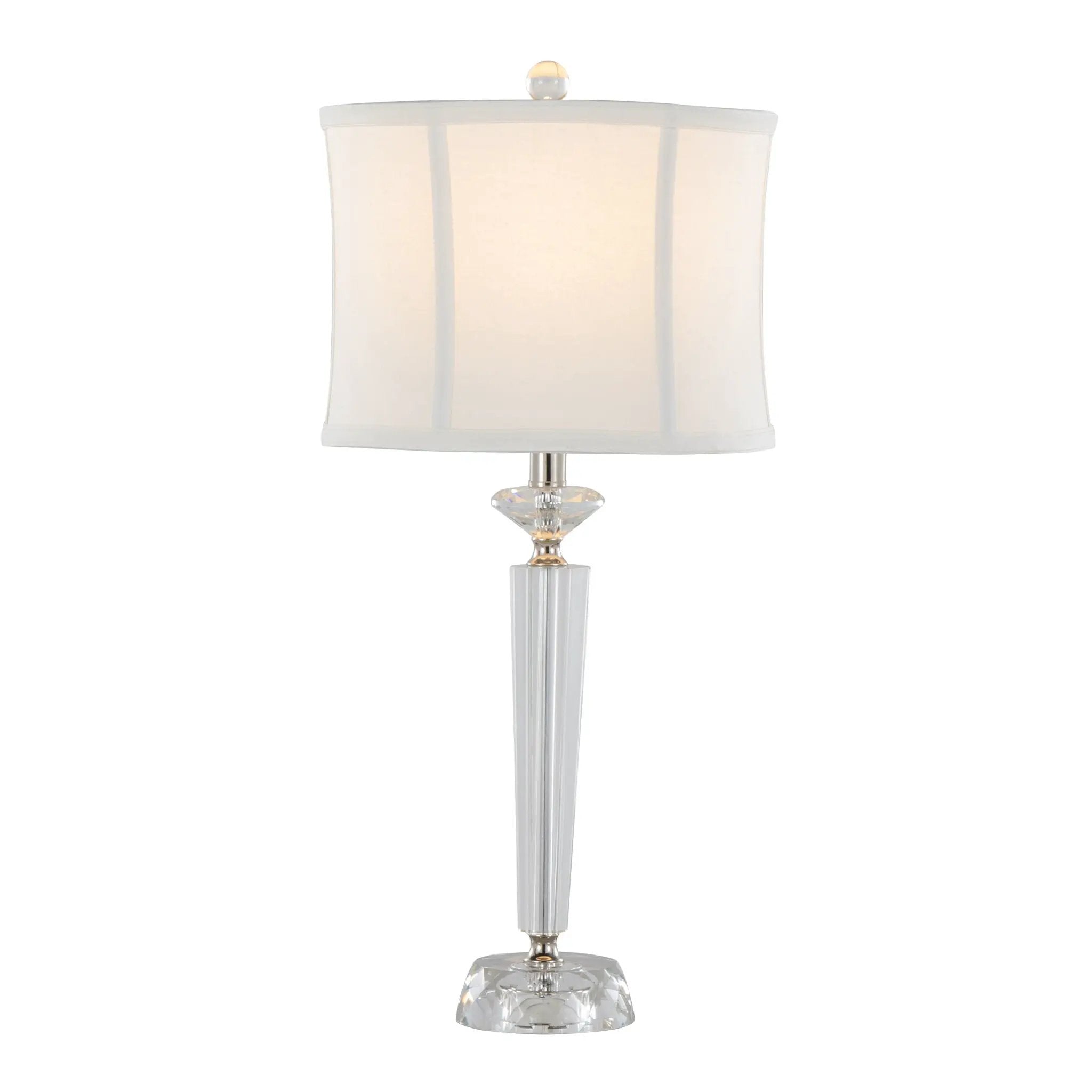 Diamond - Torch Contemporary Crystal Table Lamp (Set of 2) - Clear / Off White / Polished Nickel by HouseOfZazla