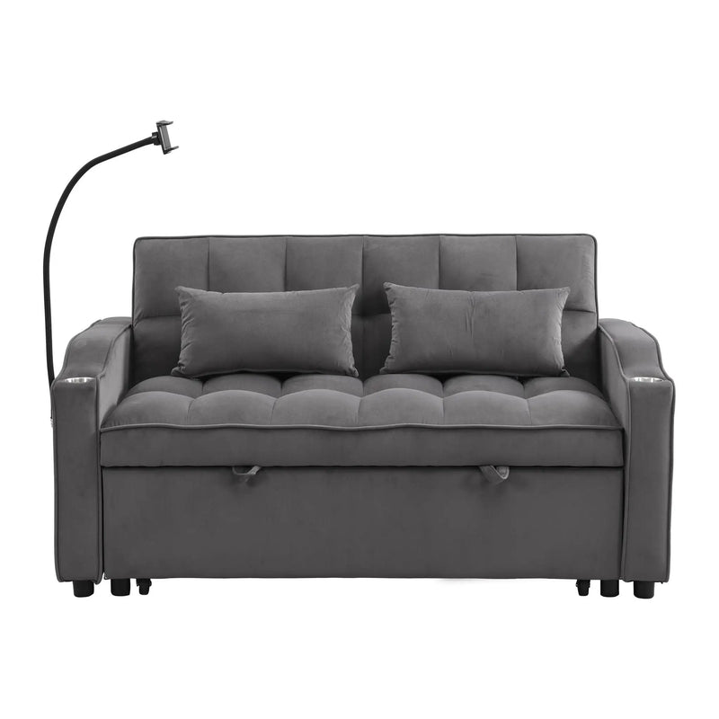 Sofa Bed With Trundle For Small Rooms - Dark Gray by Unique Piece Furniture