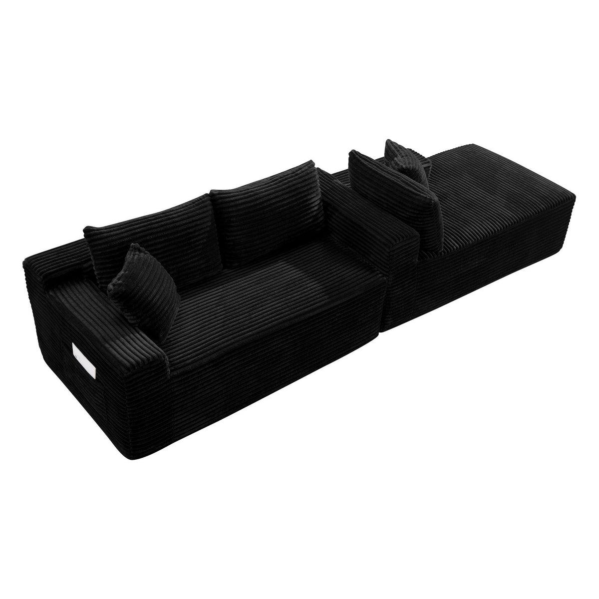 Corduroy Sectional Sofa with L-Shape Chaise - 106.3" Cloud Modular in Charcoal, photo 8 of 10