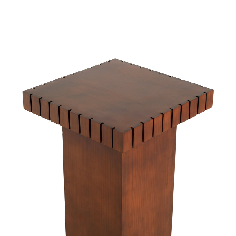 Walnut Wood Square End Table with Pedestal Base - Walnut, photo 10 of 10