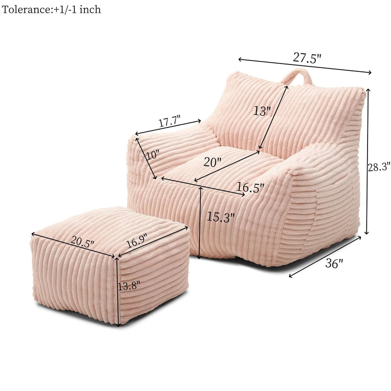 Giant Bean Bag Chair With Armrests And Footstool by HouseOfZazla