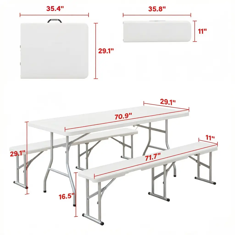 Foldable Picnic Table and Chairs, Portable Camping Table and Chairs, Outdoor Camping Furniture Set by HouseOfZazla