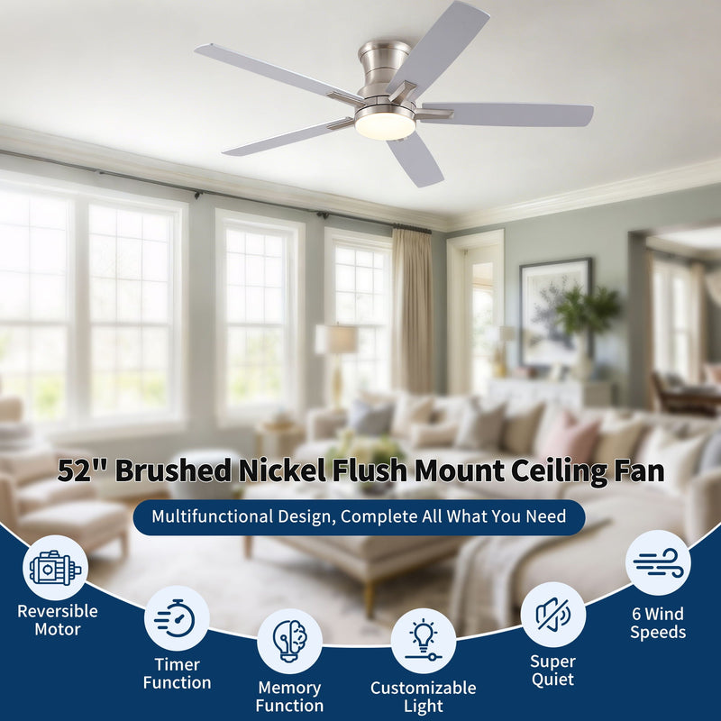 Mordern Flush Mount Ceiling Fan With Light And Remote Control by HouseOfZazla