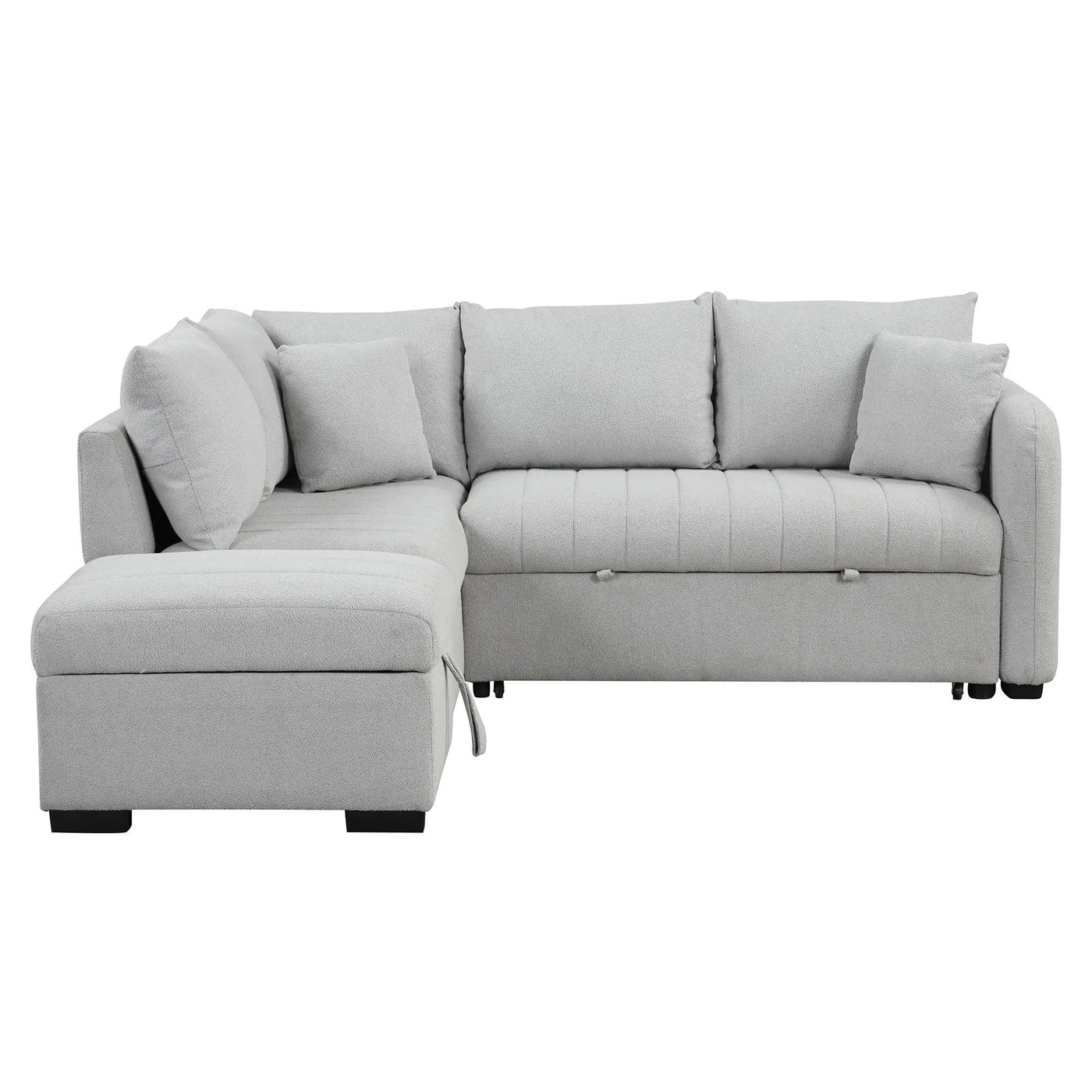 L-Shaped Sectional Pull Out Sofa Bed Sleeper Sofa With Two USB Ports, Two Power Sockets And A Movable Storage Ottoman by HouseOfZazla