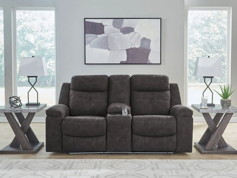 Brysonview - Double Reclining Loveseat With Console - Charcoal by Unique Piece Furniture