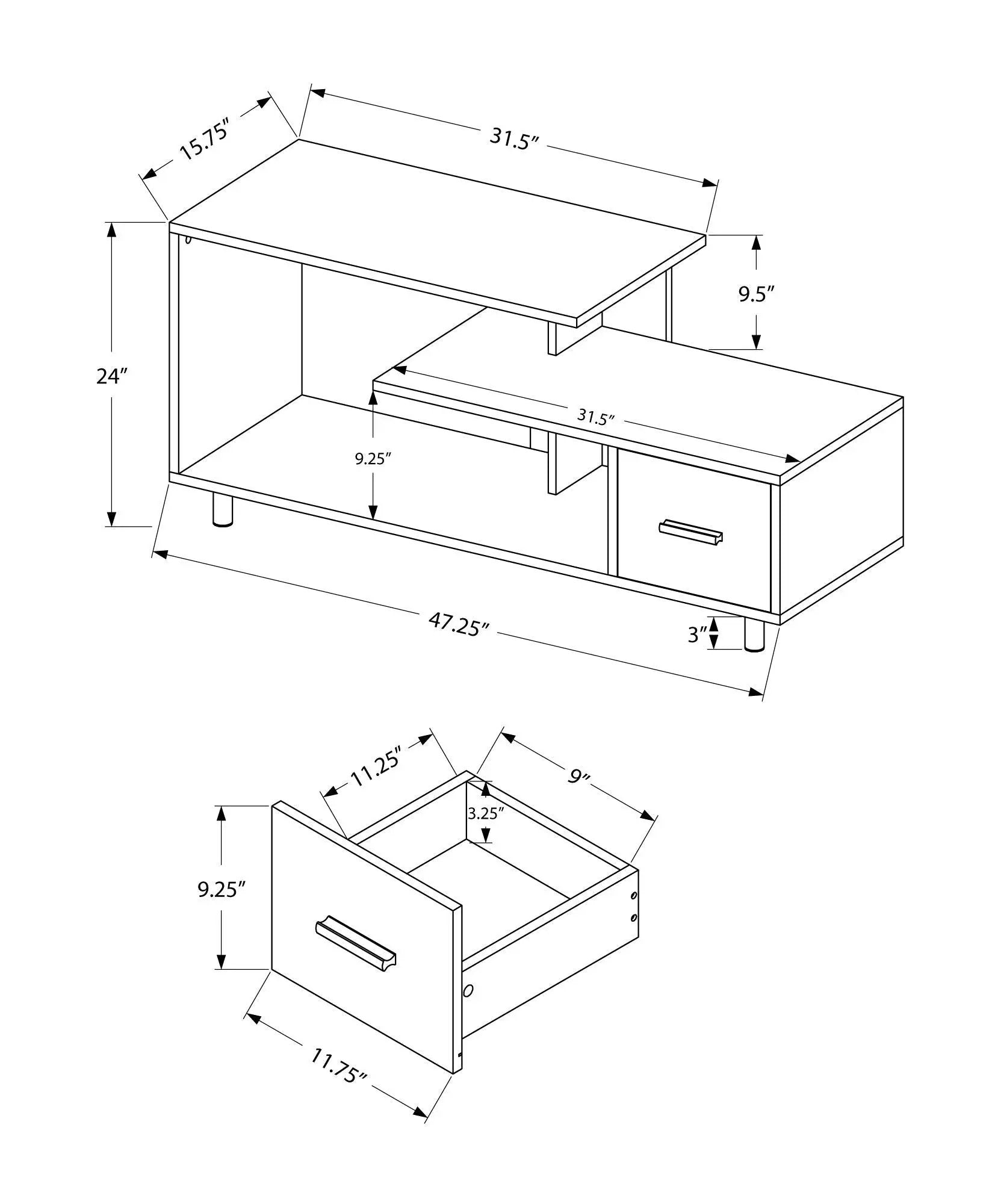TV Stand, Console, Media Entertainment Center, Storage Drawer, Contemporary by HouseOfZazla