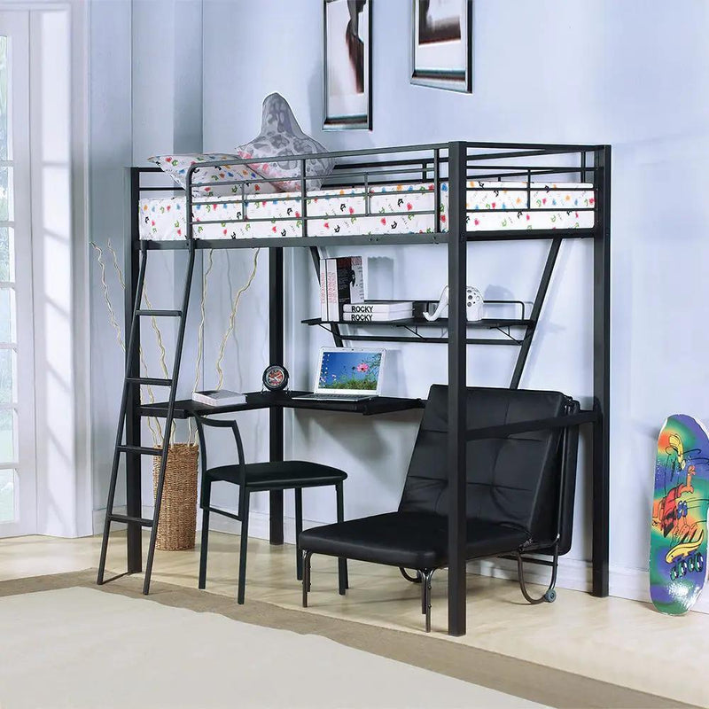 Senon - Twin Loft Bed With Desk - Silver & Black by Unique Piece Furniture