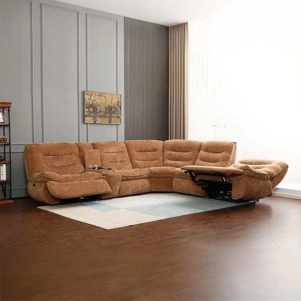 Emmy - Power Motion Sectional Sofa - Orange Chenille by Unique Piece Furniture